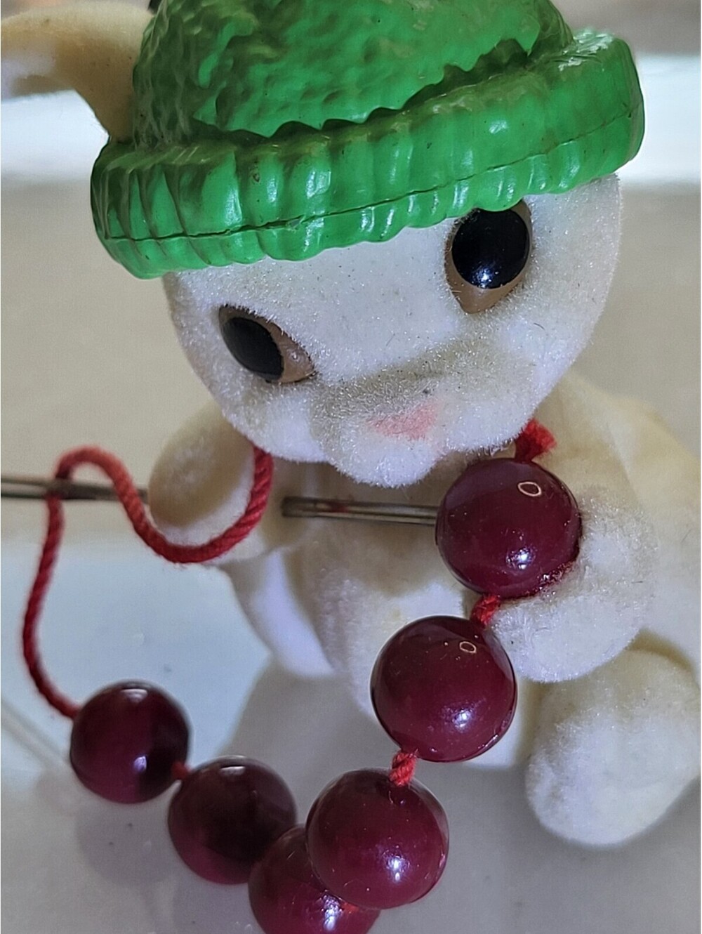 Vtg Hallmark 1989 Christmas Ornament Flocked Rabbit W Sewing N. EUC 3D 2.75" A27
